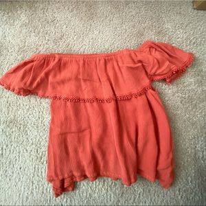 Orange Iris Off the Shoulder Top